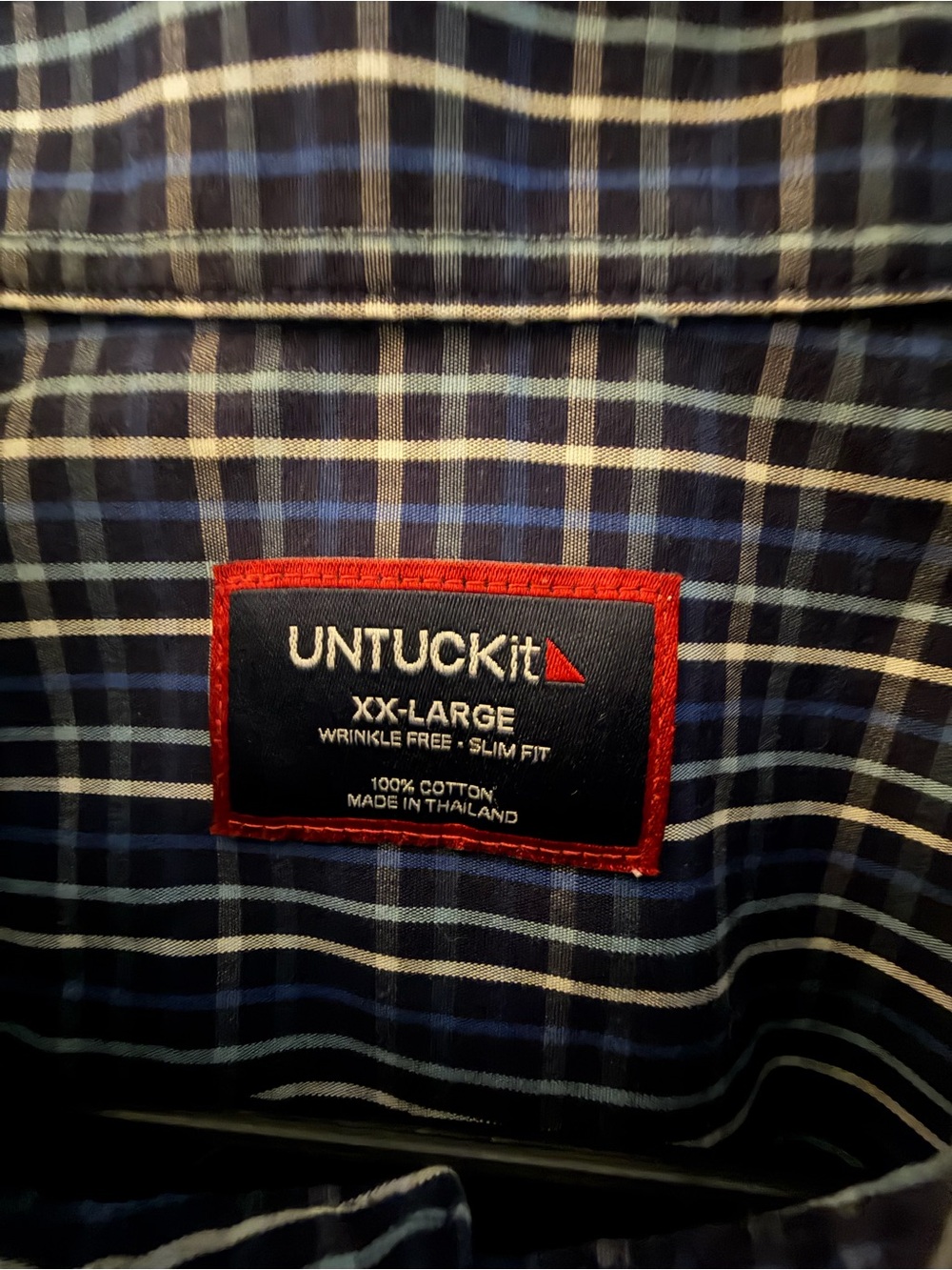 UNTUCKit Armstrong-WF Blue Plaid 100% Cotton Long Sleeve Slim Fit Shirt XXL - Picture 3 of 9